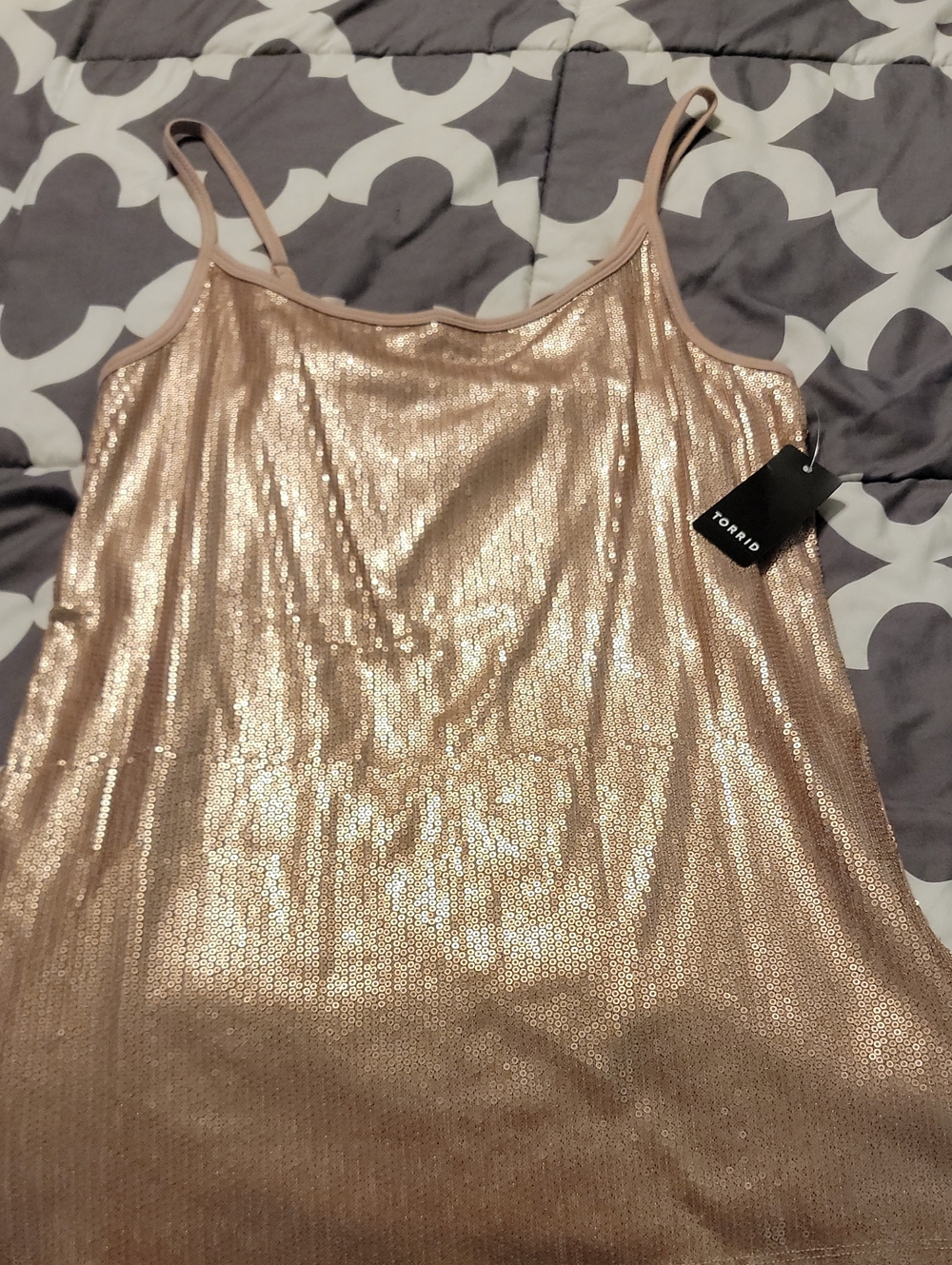 Torrid Size 0 Rose Gold Sequin FOXY CAMI Tank NWT PLUS SIZE